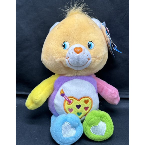 Vintage Care Bears Work of Heart Bear Plush Rainbow Hearts Paint Palette - Picture 1 of 11